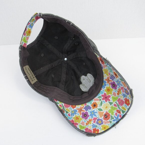Floral Cactus Embroidered Gray Kbethos Vintage Women's Cap Distressed Adult Hat - Picture 9 of 11